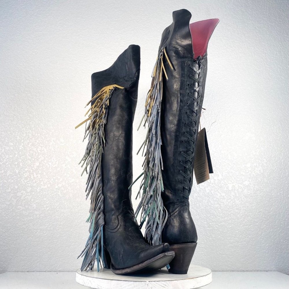 Women’s Black Over-the-Knee Fringe Boots